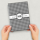 Modern monogram zwart-wit patroon notitieboek