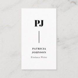 Modern Monogram Zwart-wit Professioneel Visitekaartje