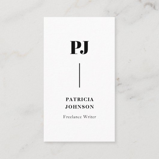 Modern Monogram Zwart-wit Professioneel Visitekaartje (Voorkant)