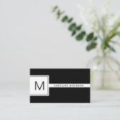 Modern Monogram Zwart-wit Professioneel Visitekaartje (Staand voorkant)