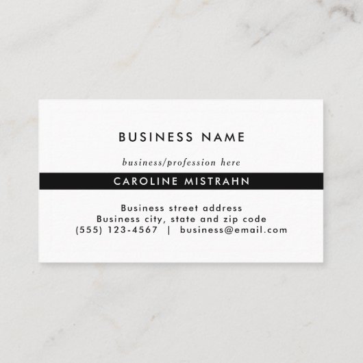 Modern Monogram Zwart-wit Professioneel Visitekaartje (Achterkant)