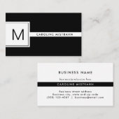 Modern Monogram Zwart-wit Professioneel Visitekaartje (Voorkant / Achterkant)