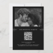 Modern Monogram Zwart & Wit QR Code Trouwen Kaart (Achterkant)