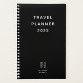 Modern Monogram zwart-wit reizen Planner (Voorkant)