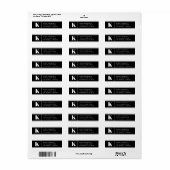 Modern Monogram Zwart & Wit Retouradres Etiket (Full Sheet)