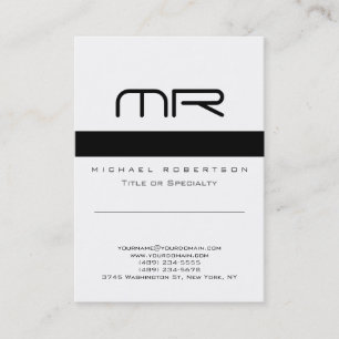 Modern Monogram Zwart Wit Schoon Visitekaartje