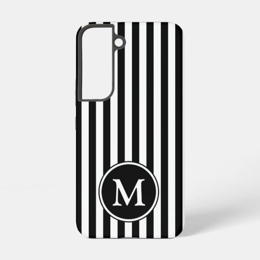 Modern Monogram zwart-wit strepen Samsung Galaxy Hoesje (Achterkant)