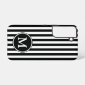 Modern Monogram zwart-wit strepen Samsung Galaxy Hoesje (Achterkant horizontaal)