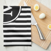 Modern Monogram zwart-wit strepen Theedoek (Quarter Fold)