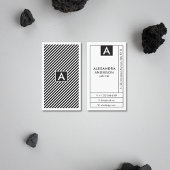 Modern Monogram Zwart-wit Stripes Minimal Visitekaartje