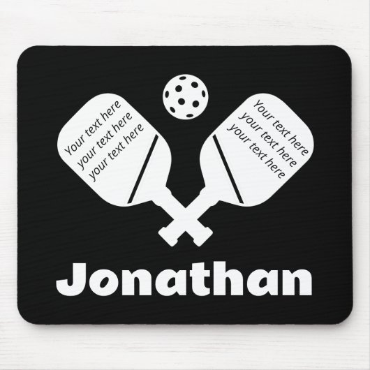 Modern monogram zwart-wit trendy Pickleball Muismat (Voorkant)