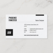 Modern Monogram Zwart Wit unieke lay-out Visitekaartje (Achterkant)