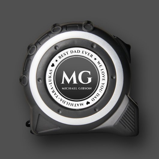 Modern Monogram Zwart Wit Verjaardag Vader Rolmaat