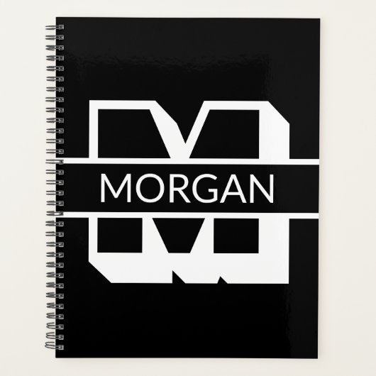 Modern monogram zwart-wit vet typografie planner (Voorkant)