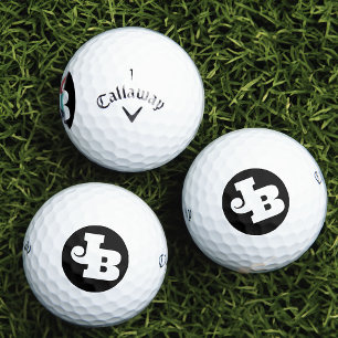 Modern Monogram Zwart-wit Vette Initialen Golfballen