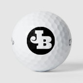 Modern Monogram Zwart-wit Vette Initialen Golfballen (Voorkant)