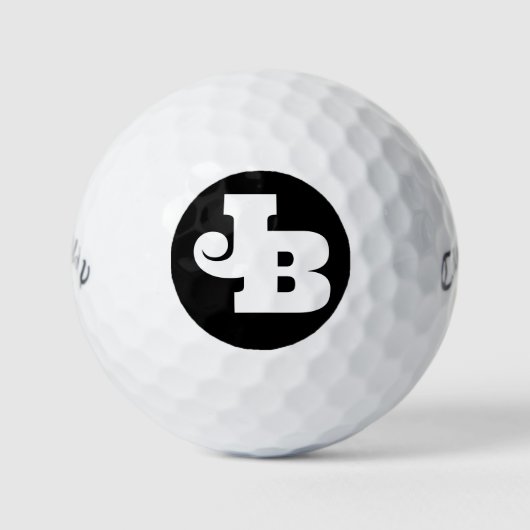 Modern Monogram Zwart-wit Vette Initialen Golfballen (Voorkant)