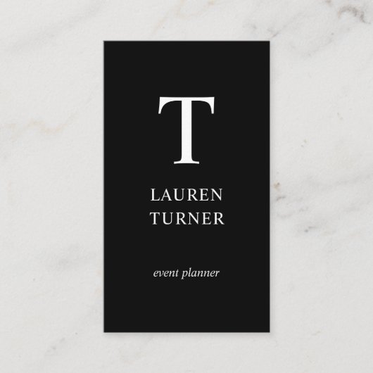 Modern Monogram zwart-wit Visitekaartje (Voorkant)