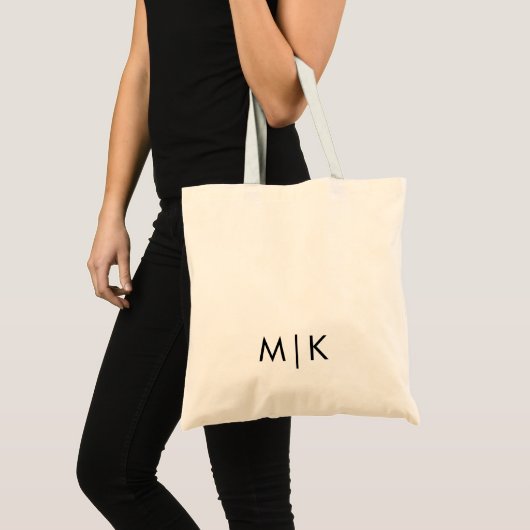 Modern Monogram | Zwarte tekst Tote Bag (Voorkant (product))