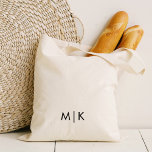 Modern Monogram | Zwarte tekst Tote Bag<br><div class="desc">Dit moderne ontwerp van de canvas tas biedt uw monogram of initialen in vetgedrukte zwarte tekst voor een eenvoudig en stijlvol uiterlijk.</div>