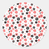 Modern Monogramed Bloempatroon Ronde Sticker (Voorkant)