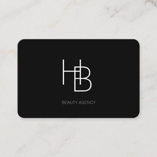 Modern, Monogramm, schwarz Visitenkarte Visitekaartje (Voorkant)