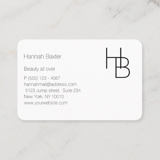 Modern, Monogramm, schwarz Visitenkarte Visitekaartje (Achterkant)