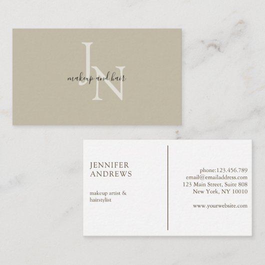 Modern Monogramm Visitekaartje (Voorkant / Achterkant)