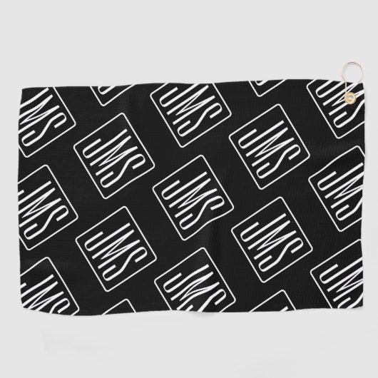 Modern monogrammatisch patroon | Zwart & Wit Golfhanddoek (Horizontaal)