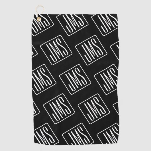 Modern monogrammatisch patroon | Zwart & Wit Golfhanddoek (Voorkant)