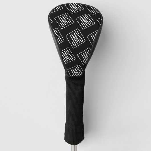 Modern monogrammatisch patroon | Zwart & Wit Golfheadcover (Voorkant)