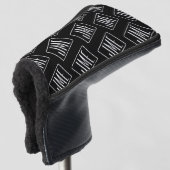 Modern monogrammatisch patroon | Zwart & Wit Golfheadcover (3/4 voorkant)