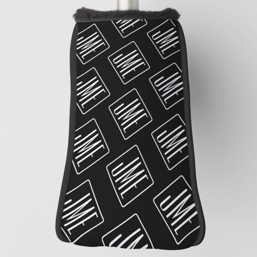 Modern monogrammatisch patroon | Zwart & Wit Golfheadcover (Draai 90)