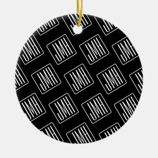 Modern monogrammatisch patroon | Zwart & Wit Keramisch Ornament (Voorkant)