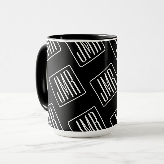 Modern monogrammatisch patroon | Zwart & Wit Mok (Voorkant links)