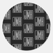 Modern monogrammatisch patroon | Zwart & Wit Ronde Sticker (Voorkant)