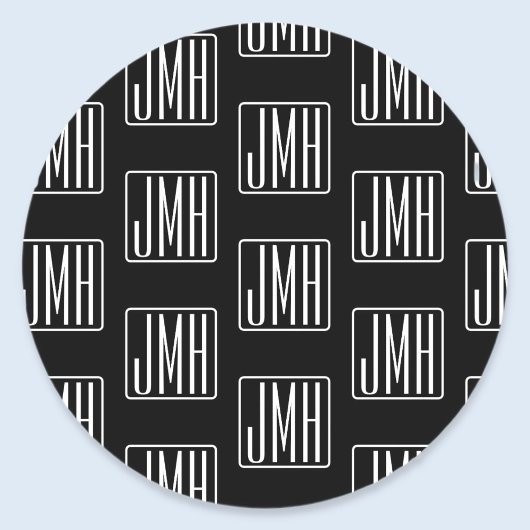 Modern monogrammatisch patroon | Zwart & Wit Ronde Sticker