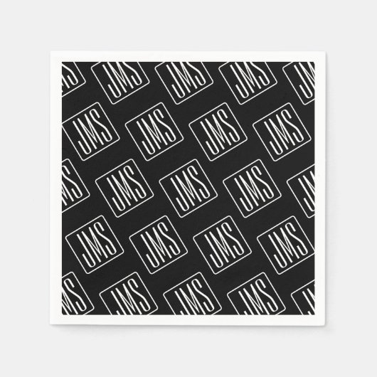 Modern monogrammatisch patroon | Zwart & Wit Servet (Voorkant)