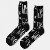 Modern monogrammatisch patroon | Zwart & Wit Sokken (Links)