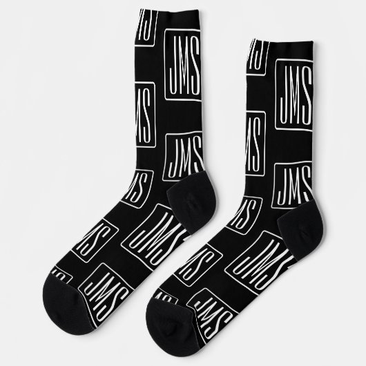 Modern monogrammatisch patroon | Zwart & Wit Sokken (Links)