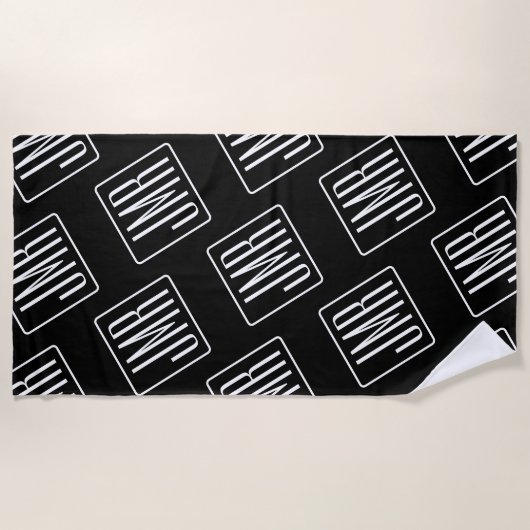 Modern monogrammatisch patroon | Zwart & Wit Strandlaken (Voorkant)