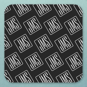 Modern monogrammatisch patroon Zwart & Wit Vierkante Sticker