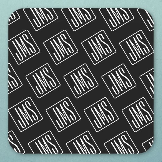 Modern monogrammatisch patroon | Zwart & Wit Vierkante Sticker