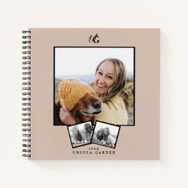 Modern Monogrammed 3-foto-Notitieboek Notitieboek
