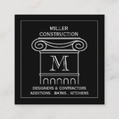Modern Monogrammed Architecture Column Pet Square Vierkante Visitekaartje (Voorkant)