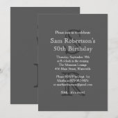 Modern Monogrammed Birthday Invitation (grijs) Kaart (Voorkant / Achterkant)