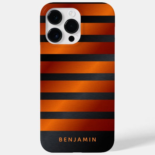 Modern Monogrammed Black en Oranje Case-Mate iPhone Case (Achterkant)
