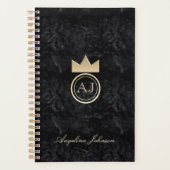 Modern Monogrammed Black Planner (Voorkant)