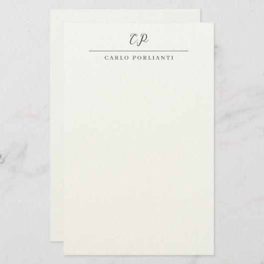 Modern Monogrammed Calligraphy Plain Simple Name Briefpapier (Voorkant / Achterkant)