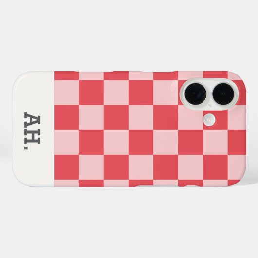 Modern Monogrammed Checkerboard Case-Mate iPhone Case (Achterkant (horizontaal))